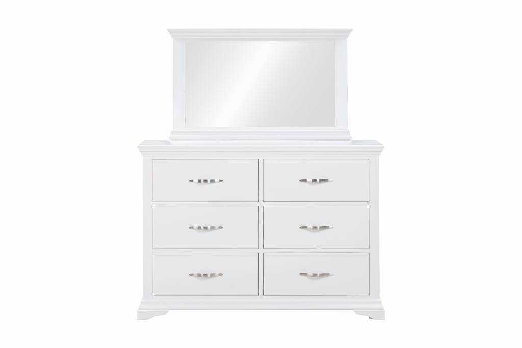 Lipari 6 drawer chest with mirror white 1